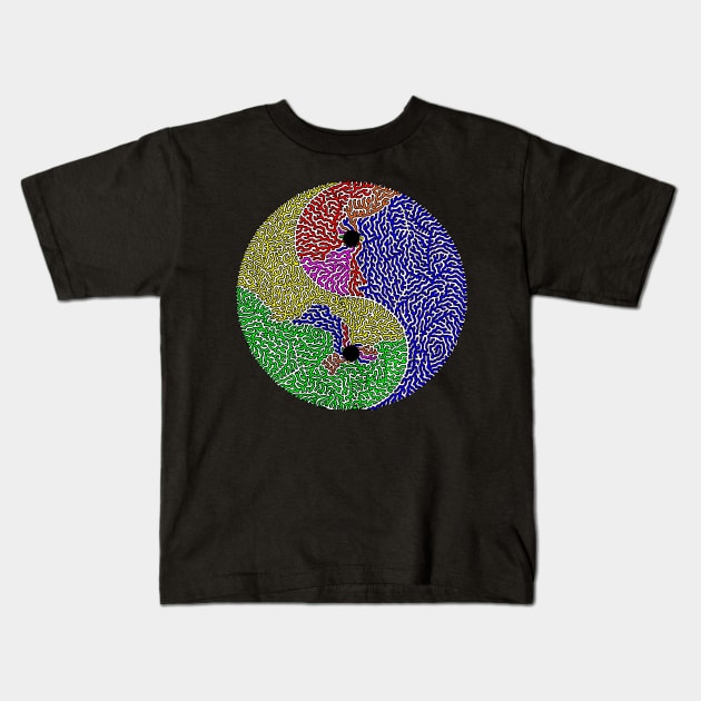 Rainbow Yin and Yang Kids T-Shirt by NightserFineArts